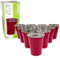 D'Eco Wiederverwendbare rote Partybecher, 473 ml, unzerbrechliche Edelstahl-Trinkgläser, spülmaschinenfest, perfekt für Gastgeber und Unterhaltung, ideal für Trinkspiele, College, Sommer-Pool-Partys