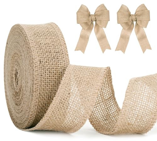 jijAcraft Juteband 4cm Breit, 10M Burlap Vintage Geschenkband, Sackleinen Decoband für Handwerk, Hochzeitdeko, Weihnachten, Herbstkranz