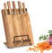Klarstein Juego de Cuchillos Cocina y Bloque Cuchillo, 5 Set Cuchillos Cocina Profesional y Tabla de Cortar Acacia con Afilador, Juego de Cuchillos Chef Acero Inoxidable Profesionales, Anti Arañazos