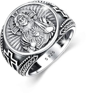 Heiliger Jesus Ringe für Männer Sterling Silber Herz von Jesus Religiöse Ringe Katholische Ringe für Männer 9# Christlicher Ring Schmuck für Männer
