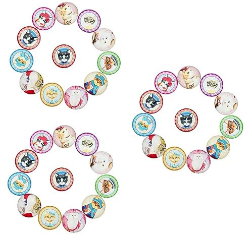 EXCEART 60 STK Glas Cabochons Edelsteine Magnet-ohrring Bedruckte Bildfliese Tierische Cabochons Katze Cabochons Für Die Schmuckherstellung Flatback-mosaikfliesen Halbkreis Runder Stein
