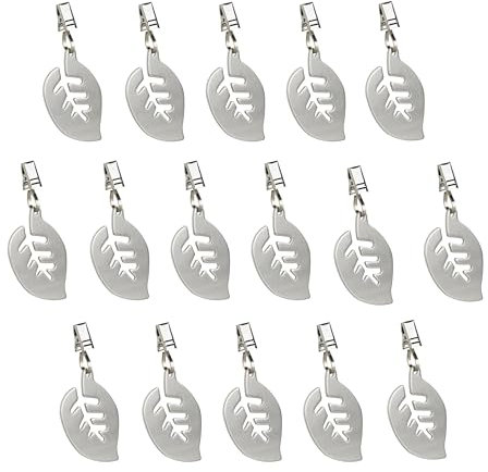 Relaxdays Tischdeckenbeschwerer, 16er Set, Blatt Motiv, Gewicht für Tischdecke, Gardinenbeschwerer, Edelstahl, Silber