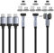 Câble de Chargement Magnétique NetDot 3 en 1 USB-C, Charge Rapide PD 100W et Transfert de Données pour Téléphone, Ordinateur Portable, Casque, Kindle et plus encore - (1m/2 pack noir)