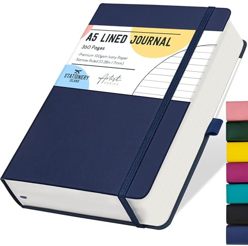 STATIONERY ISLAND A5 Liniert Notizbuch, 360 Seiten Dickes Journal Notebook, Liniert Notizbücher Hardcover mit 100gsm zum Schreiben, Arbeiten, Studieren, Tagebuch
