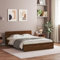 vidaXL Brown Oak Bed Frame with Headboard - Engineered Wood Double Bedstead for Bedroom, Modern Design, Plywood Slats, 140x190 cm Base