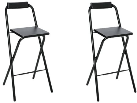 AC-Déco Chaise De Bar Pliable - Lot De 2 - Noir - Louna