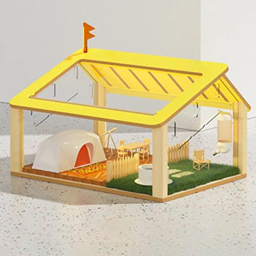 WYRMB Hamsterkäfige und Lebensräume – Hamsterkäfig aus Holz, Rennmauskäfig mit Acrylfenstern und Baumhaus für Zwerghamster, großer Hamsterkäfig, ohne weiteres Zubehör (C1)
