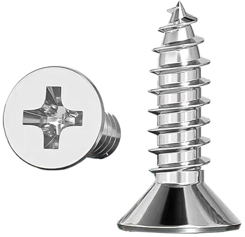 ORTAVA 100 Stück 4,8 x 13mm Schrauben, Holzschrauben, Edelstahlschrauben, Kreuzschlitzschrauben, Edelstahl A2V2, Vollgewinde