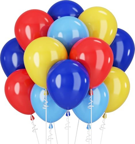Luftballons Blau Rot Gelb Ballons Königsblau Gelb Rot Luftballon Pfote Party Dekorationen Karneval Zirkus Geburtstag Zubehör 60STÜCK 12ZOLL Hellblau Rot Gelb Helium Latex Ballon