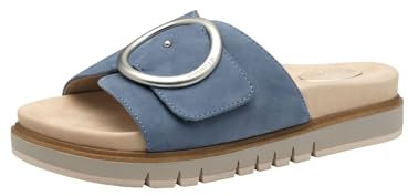 Tamaris Comfort Damen Pantoletten aus Leder Elegant, Blau (Denim), 42 EU
