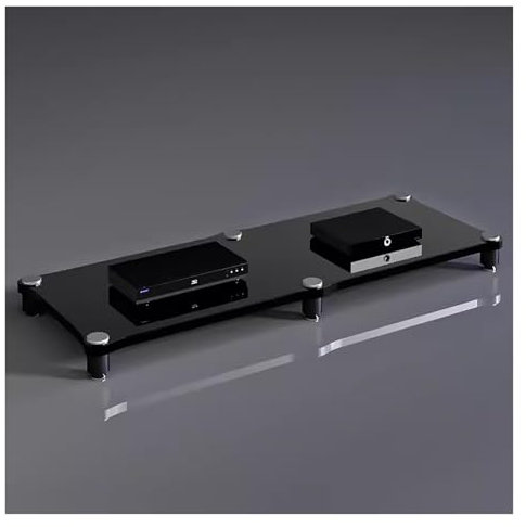 Stereoanlagenschrank mit großer Kapazität, Audiogeräte-Rack, Schwarz, Stahl und Holz, Audio-/Videokomponentenschrank, Stereoregal, 1/2/3-lagiges Hochleistungs-HiFi-Rack (1 Ebene)