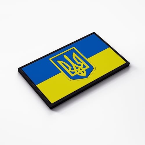 Patch Force - Ukraine Flagge Rubber Patch (farbig) 8 x 5 cm - Als Abzeichen für Uniformen, Schutzweste, Einsatztasche, Jacke oder Rucksack - Für Bundeswehr, Polizei und Militär