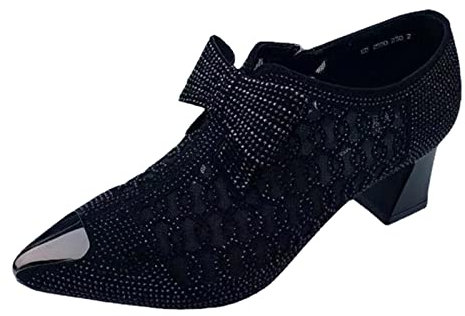 Generico Stivali Equitazione Donna Scarpe con Tacco Donna Scarpe di retrò Stivali Corti a Traspiranti Stivali Alti da Donna con Cerniera Stivali a Punta da Stivali con Zeppa Interna (Black, 41)