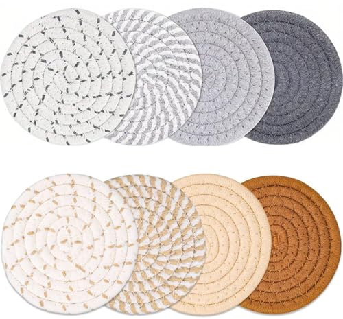 SULIUDAJI 8 Piezas Posavasos De Fieltro Redondos Portavasos Tejidos Posavasos De Fieltro Lavables Posavasos Originales Decoración De Mesa Apto para Bebidas, Bar, Tazas, 8 Colores