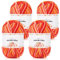 Aeelike 200g(4x50g) Farbverlauf Wolle zum Stricken, 5Ply Acrylic Baumwolle zum Häkeln, Cotton Yarn Wolle Bunt Set für Anfänger, Erfahrene Stricker, Buntes Orange Rot