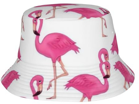 QGWDYYJQ Cappello da pescatore con fenicottero rosa stampato, cappello da pescatore, cappello neutro, Nero , 5-7