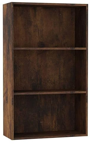 URBNLIVING Oslo Wide 3 Tier Wooden Shelf Bookcase Stand (Rustic Brown)
