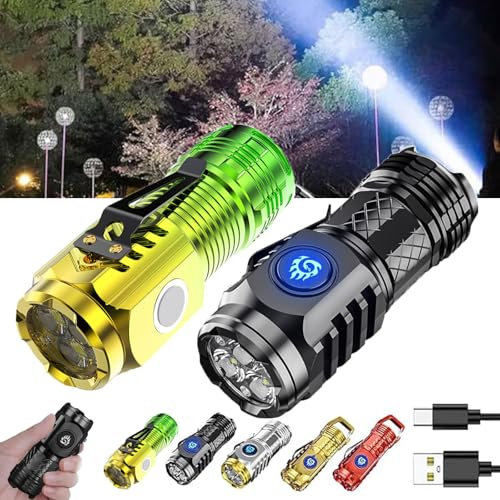 Generic Three-Eyed Monster Mini Flash Super Power Flashlight, Thumb Sized, 3 Eyed, High Lumen Rechargeable Waterproof Pocket Flashlight (2pcs-C)