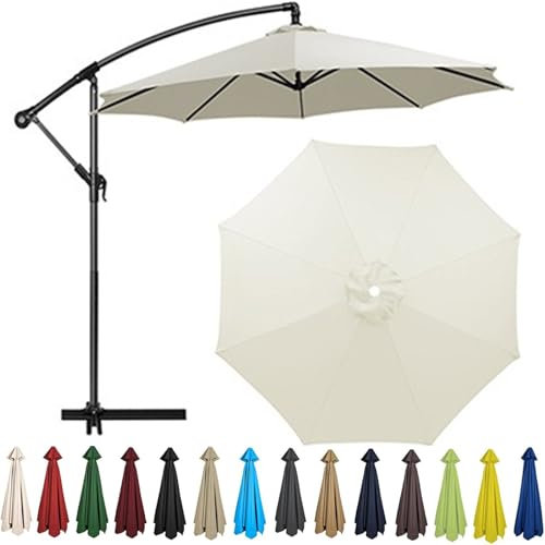 QSZTJJ Auvent De Remplacement pour Parasol 2m-4m 6/8 Bras, Toile De Parasol Déporté Remplacement Convient Pour Le Jardin De La Cour Protection UV (Beige,8 Ribs-4m(13ft))