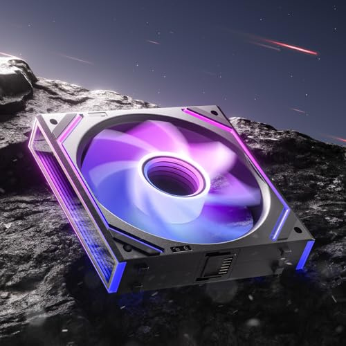 AsiaHorse DAWN Pro Reverse Blade 120mm ARGB PC Case Fan [1 Pack] Infinity Mirror Daisy Chain HDB Bearing 1850 RPM PWM High Airflow 71 CFM High Static Pressure 2.6 mmH2O 5V 3Pin RGB Sync Black