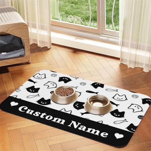 ZYHJJ Tapis de Nourriture pour Chien Personnalisé,Set de Table Personnalisé pour Animal Domestique,Set de Table pour Bol d'eau,pour Chien et Chat avec Photo,et Nom Antidérapant,et Imperméable
