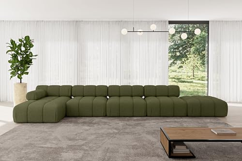 ALTDECOR Modulares Sofa Ecksofa in L-Form Corner modular Sofa Eckcouch Couch Wohnlandschaft Cauchsofa Polstersofa Lizur-L3-475x160x70 cm Grün