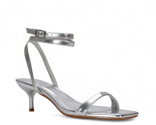ESSEX GLAM Women's Strappy Ankle Strap Sandals Ladies Stiletto Kitten Heel Party Evening Prom Shoes Size 3-8
