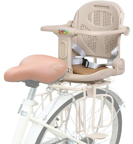 auvstar Seggiolino Bici Posteriore,Seggiolino Posteriore per Bici con Cintura di Sicurezza,Cuscino Seduta in PU con Sponda di Protezione Schienale e Poggiapiedi,Adatto per Sedersi o Sdraiarsi
