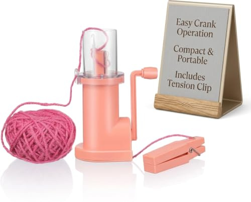 Mikikit Handheld Cord Knitting Machine – Pink Mini French Knitter with Weight Clip, Crank-Operated Rope Maker for Bracelets & Trims, Portable DIY Tool for Kids, Beginners & Adults
