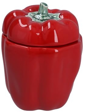 Gisela Graham Red Pepper Shaped Stoneware Pot with Lid, 15cm