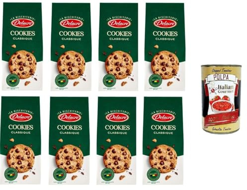 Italian Gourmet Bundle Cookies Classique 8 x 136 g, knusprige Butterkekse mit belgischer Schokolade, feine Cookies im Vorratspack, Gebäck zum Kaffee, Tee und Snacken, 1088 g