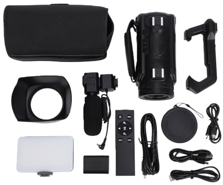 KIMISS 56MP 4K Camcorder 6x Optical Zoom 20x Digital Zoom Video Camera with Touch Screen, External Microphone Fill Light for Professional Live Streaming