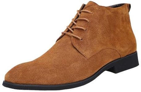 Generisch Stivaletti da uomo alla caviglia, con lacci, in pelle scamosciata, per il tempo libero, casual, con punta monkstrap, comode scarpe da lavoro, alla moda, stivaletti alla caviglia, marrone, 43