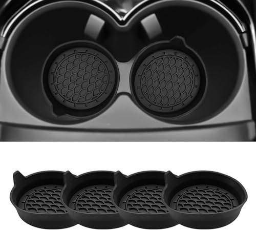 Woniyal Porte-gobelets Voiture pour Suzuki Vitara Logo 2015-2021, Silicone Antidérapant Dessous de Verre Étanche avec Bord Élevé Accessoire Noir 4 PCS