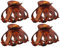 Set of 4 Octopus Hair Claw Clip Butterfly Bull Dog Design Plastic (Dark Brown)