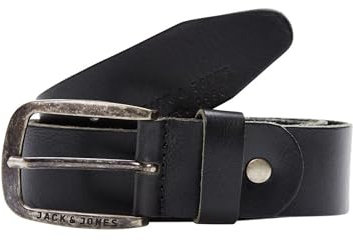Herren Jack & Jones Ledergürtel JACPAUL Belt Echt Leder Jeans Hosen Gürtel, Farben:Schwarz, Größe Gürtel:95