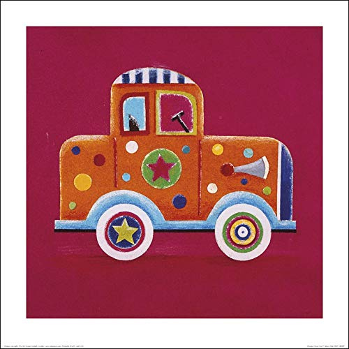Simon Hart Orange Clown Car 40 x 40cm Kunstdruck