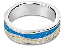 DUR Damen Ring STRANDWELLEN Steinsand blau, 925er Sterling-Silber und echter Strandsand R5105