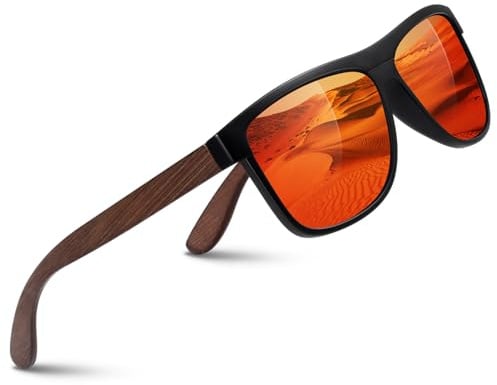 CGID Sonnenbrille Herren Damen Bambus Polarisiert Brillengläser | UV400-Schutz,CAT3 CE M07,Fahren,Angeln Reisen,Laufen,Golfen