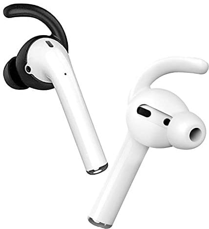 2 Pairs AirPods Anti-Slip Ear Hooks Silicone Accessories Compatible with AirPods 2 & 1 or EarPods Headphones (1Black+1White)