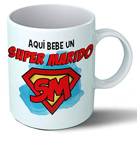 Planetacase - Taza Super Marido Personalizada - Regalo Original para Maridos - Desayuno Café 330 mL - Apta Microondas y Lavavajillas - Cerámica