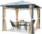TOOLPORT Tonnelle de Jardin 3x3 m Structure en Aluminium Toit Polycarbonate épaisseur env. 8 mm pavillon de Jardin Champagne