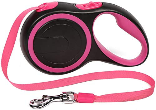 DHGTEP Hundeleine Rollleine 3m/5m/8m No-Tangle Retractable Hundeleine, Heavy Duty Hunde Ausziehbare Leinen Starkes Nylonband für Mittlere, Große, Extra Große Hunde (Color : Pink, Size : 8m)
