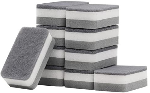 SyiXute 10 Stücke Magische Radierschwämme,Schmutzradierer,Reinigungsschwamm,Extra Dick,Strapazierfähig,Melamin-Schwämme in Großpackung für Küche,Bad,Boden und Wand,mit Vlies,Grau