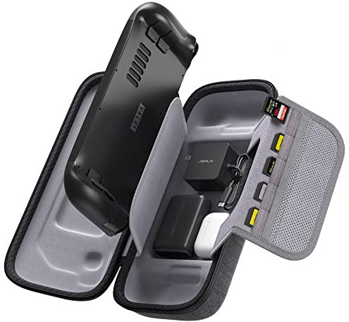 JSAUX Étui Compatible avec Steam Deck, Étui de Transport Dur Protégé Espace Stockage de l'adaptateur Chargeur Interne, Étui de Transport Portable Compatible avec Steam Deck et Accessoires - BG0102