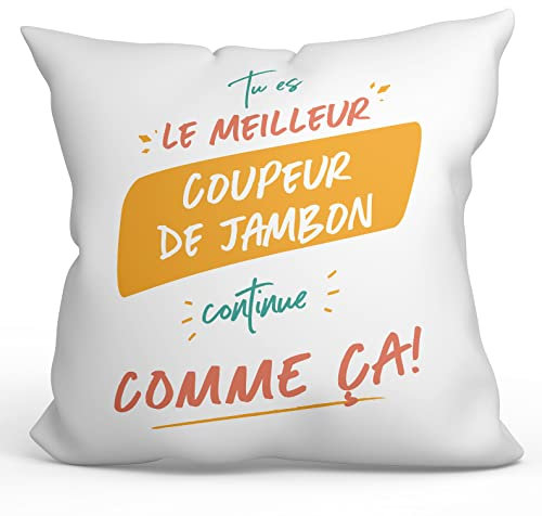 Mugffins Cojín 40x40 cm para SCHINKENSCHNITZER Hombre Relleno Incluído - En Französisch - Tu es le Meilleur Continue Comme ça! - 11 oz / 330 ml - Regalo original y divertido