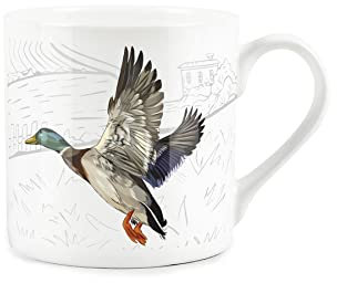 Purely Home Countryside Farmyard Flying Mallard Duck - Fine Bone China White Mug Coffee/Tea Present Gift for Animal Lovers