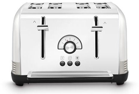 Morphy Richards Venture Retro 4 Slice Toaster, Radio Dial, Variable Browning Control, Width Slots, Removable Crumb Tray, 1900W, Polished and Nickel, 240333