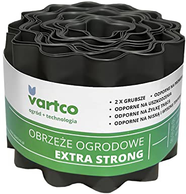 Vartco Extra Strong Gräsmattkant Trädgårdsstaket Vågig Bäddkant Klippkant Trädgårdspalisad Rotbarriär Plast Grafit (20cm x9m)