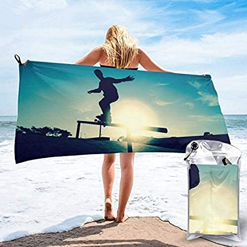 KAYAMU Mikrofaser Handtuch Skateboard 70x150 cm, 3D Strandtuch Extremsport Badetuch Schnelltrocknend Handtücher Strandhandtuch für Kinder und Herren und Damen